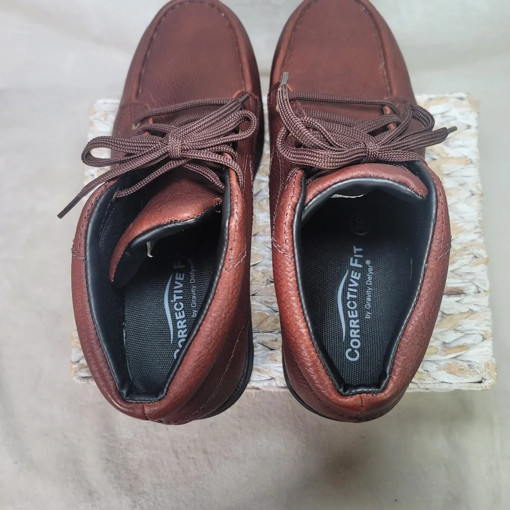 Gravity Defyer Walkabout Brown Leather Chukka Boots Mens 10W Work Casual Earthy
